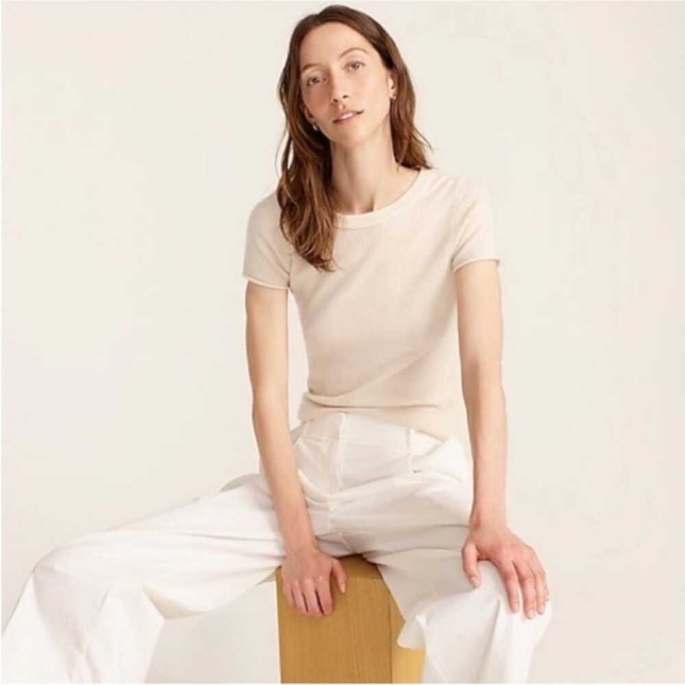 NWT J Crew Cashmere T-shirt in cream / ivory - Picture 3 of 6
